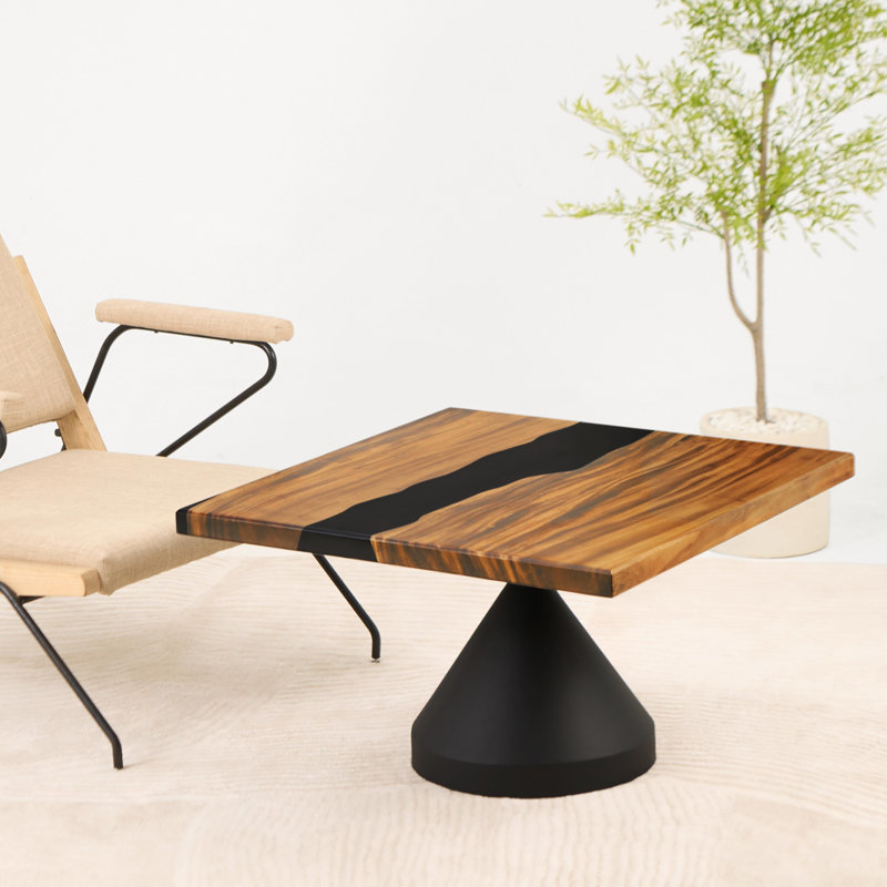 Table basse carrée en époxy 35 po, H 16 po x L 35 po x l 35 po