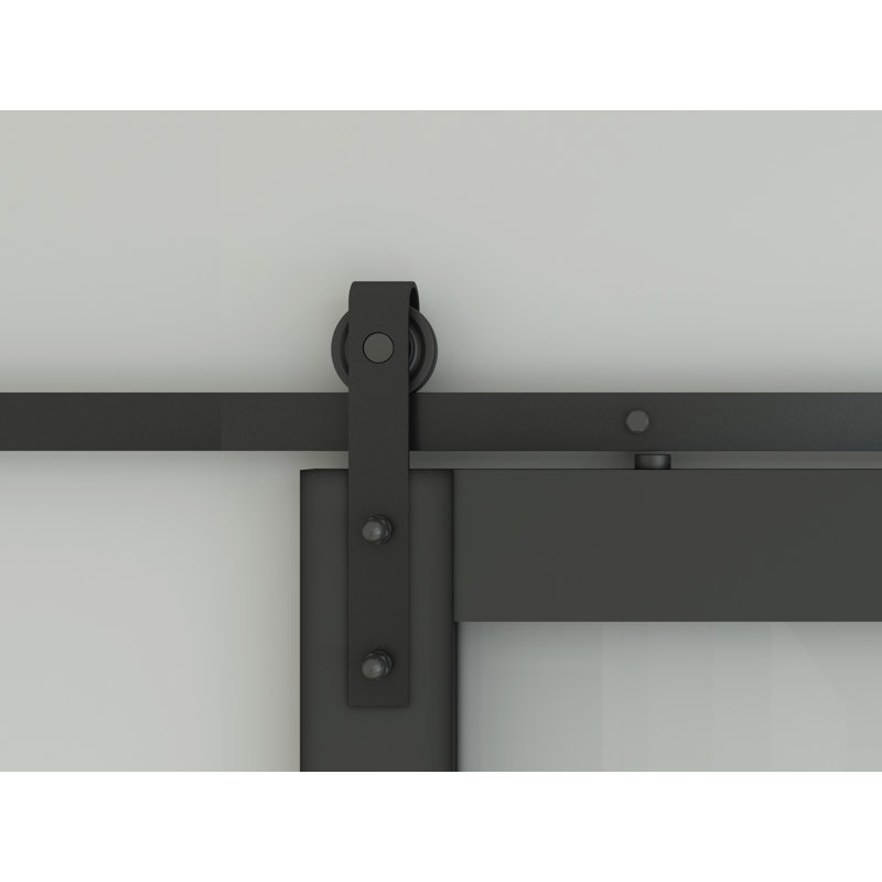 36-in x 84-in Black MDF Barn Door with Frosted Glass
