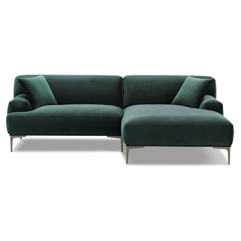 Mineta 94.5" Performance Velvet Fabric Sectional In Amalfi Blue, Right Hand Facing, Amalfi Blue Velvet