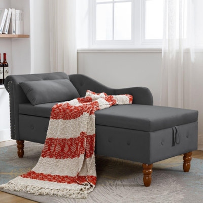 Storage One Pillow Velvet Indoor Chaise Lounge by Ivy Bronx