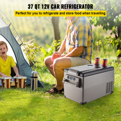 Car Refrigerator, DC 12/24V AC100-240V Compressor Electric Cooler, -4°F to 68°F Car Fridge with APP Control, 60W Cars Freezer for RVs, Campsites, Boats, Camping, Fishing, 37 QT Portable Freezer