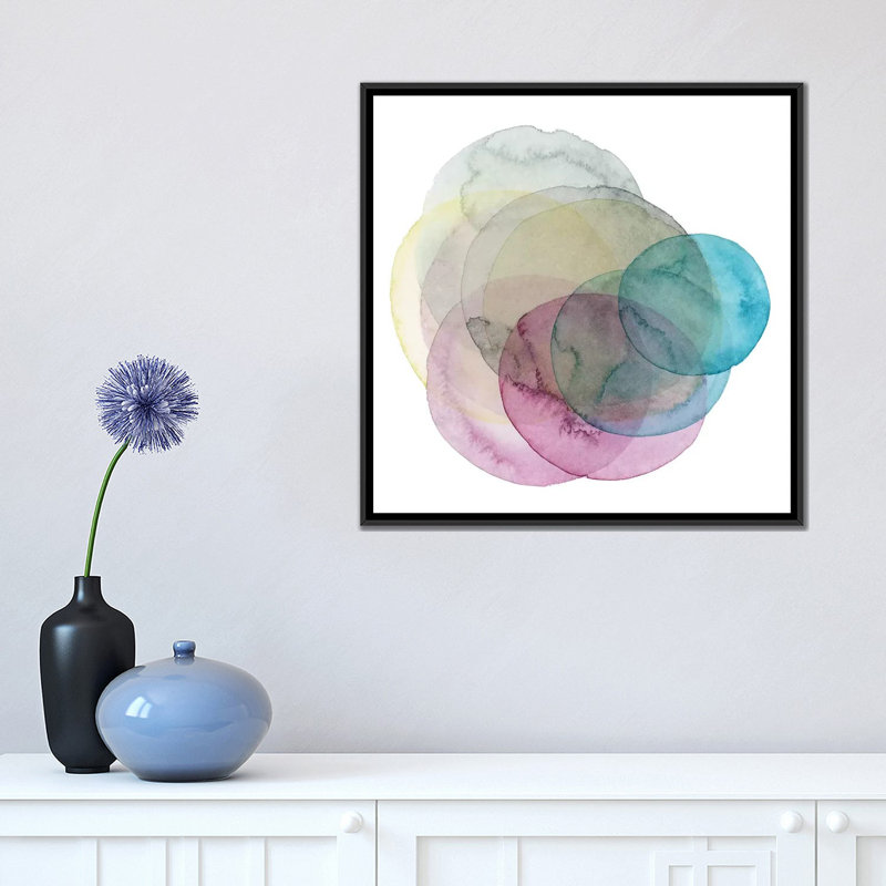 « evolution des planètes ii », impression sur toile, H 26 po x l 26 po x P 1,5 po, Toile avec cadre noir, Pas de tapis