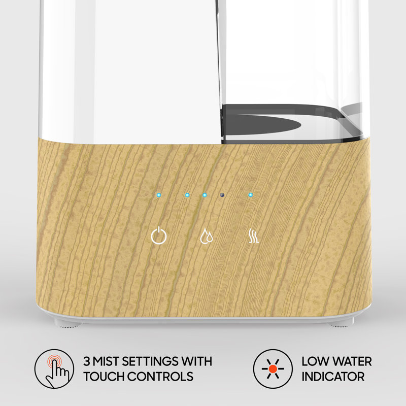 White Faux Woodgrain Ultrasonic Humidifier with Dual Mist