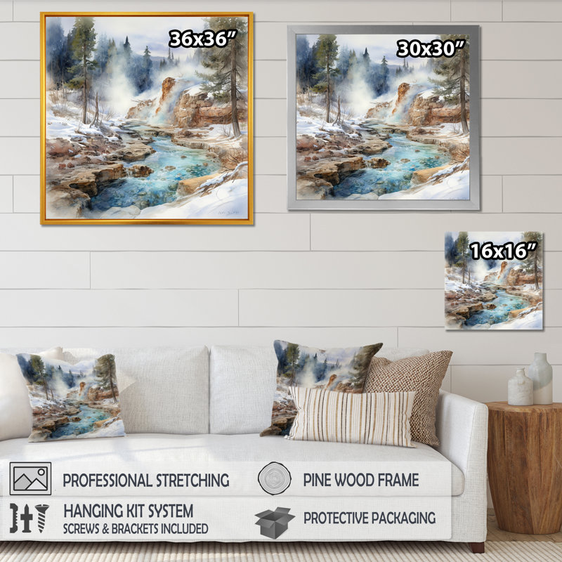 Impression sur toile Geyser Charm In Winter I, H 30 po x l 30 po x P 1 po, Cadre flottant doré