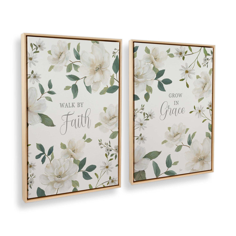 Grace Grows Here, ensemble de 2 impressions, 30" x 20", Framed Canvas, American Maple