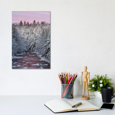 USA, West Virginia, Blackwater Falls State Park Forest And Stream In Winter by Jaynes Gallery - Wrapped Canvas Painting