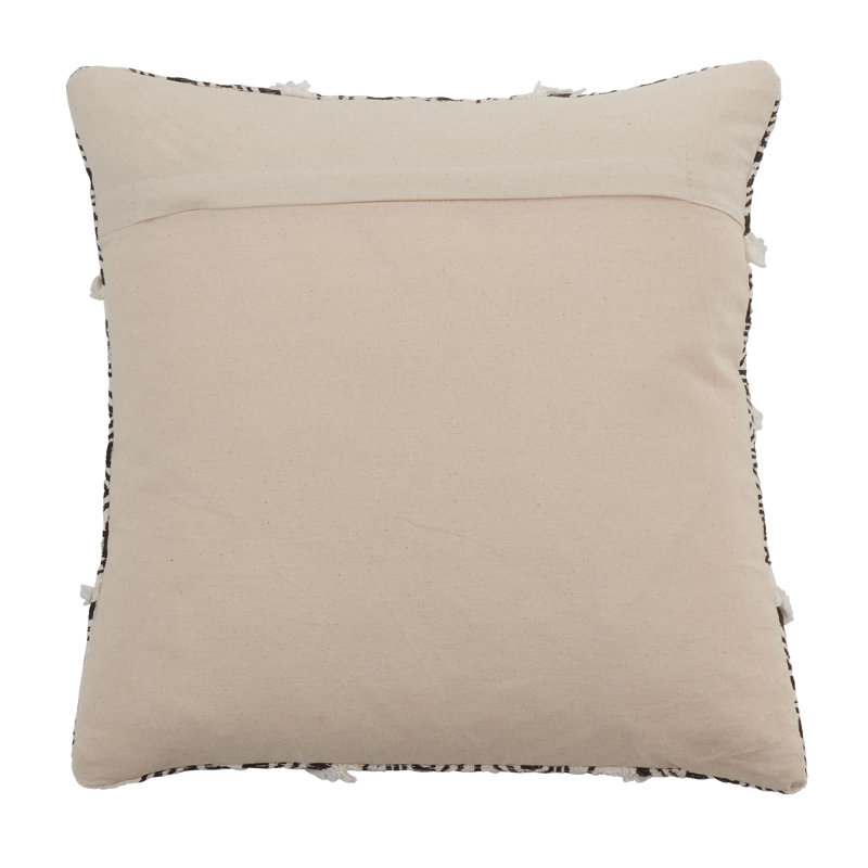 Black and White Ikat Embellished Diamond Throw Pillow
