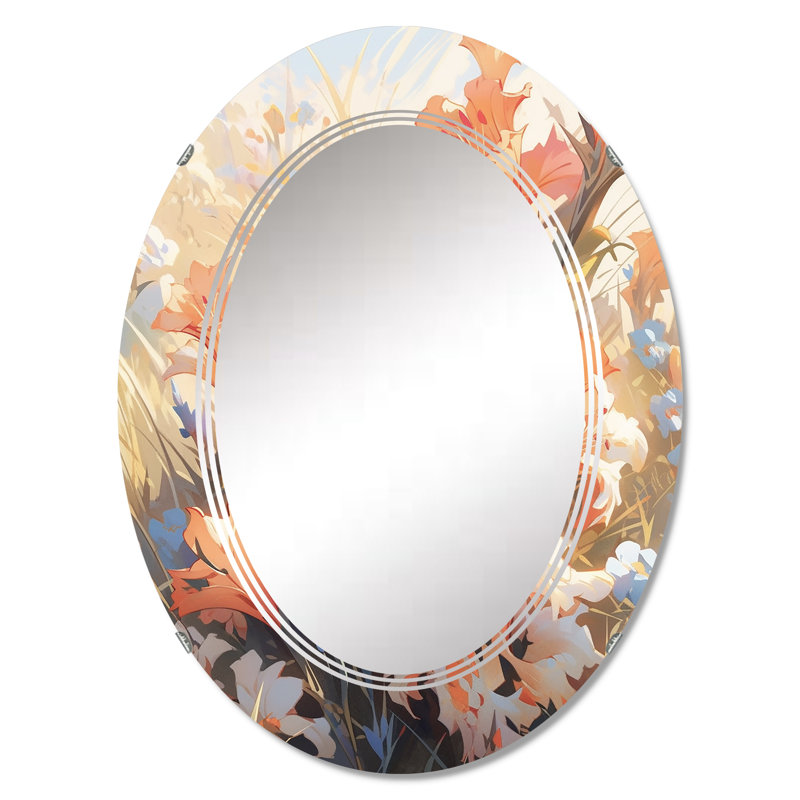 Montcerf - Miroir mural floral ovale, 30 po x 20 po