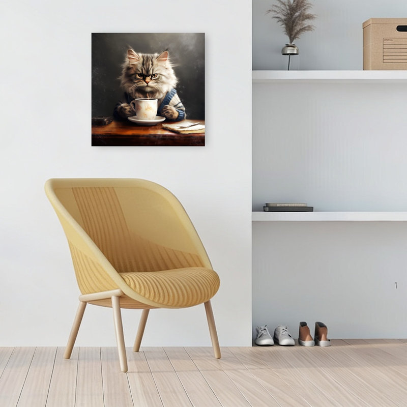 «Grumpy Cat Coffee», art mural contemporain, 18" H x 18" W