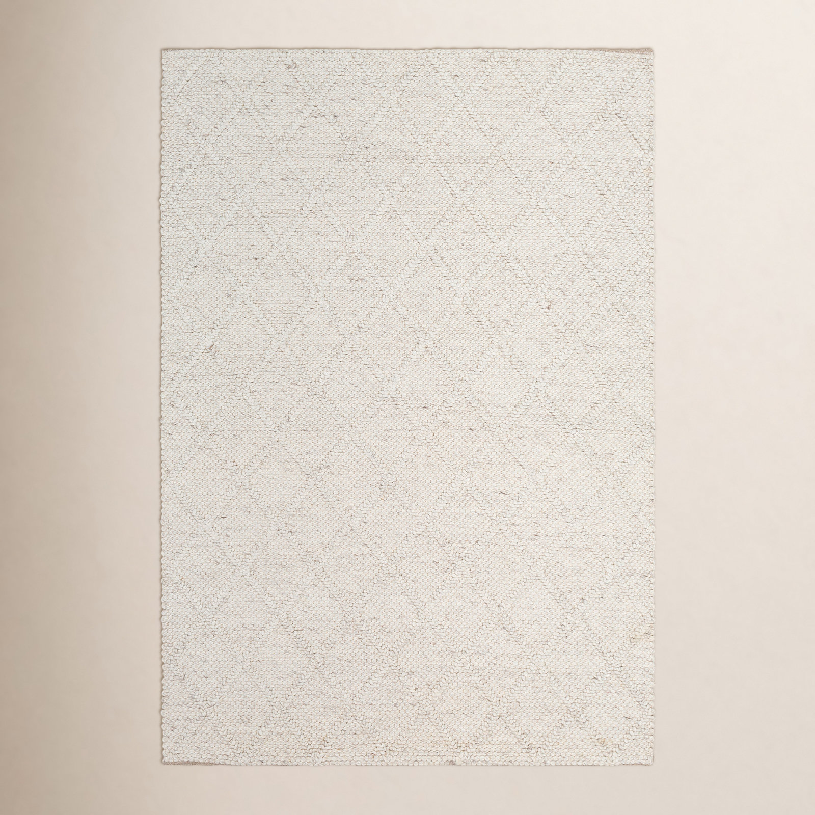 White Flatweave Geometric Rug, Rectangle 8' x 10'