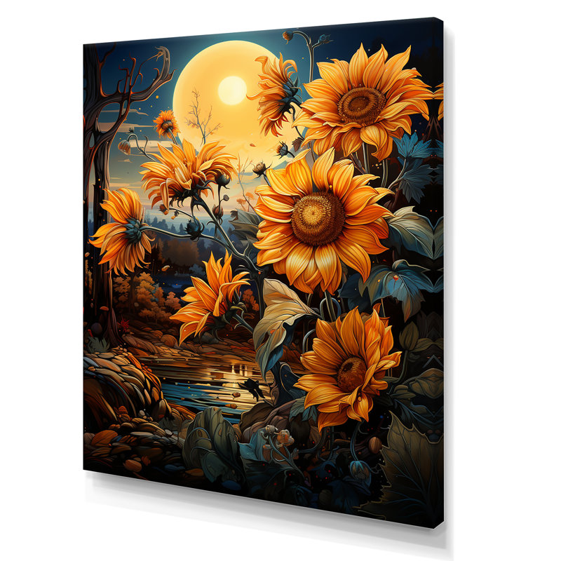 Tournesols enchantés I, H 32 po x l 24 po x P 1 po, Toile tendue