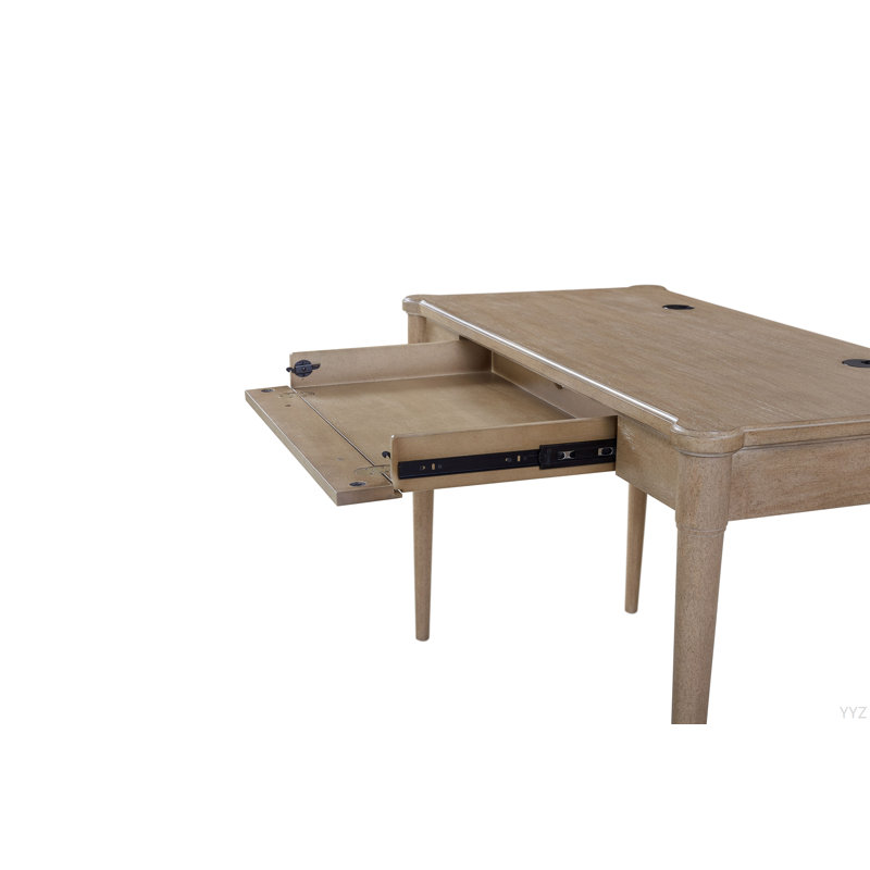 Bureau rétro en bois clair avec tiroir central, Brun