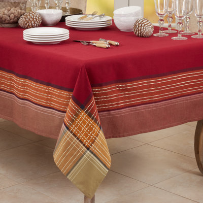 Ogema Striped 100% Cotton Square Tablecloth