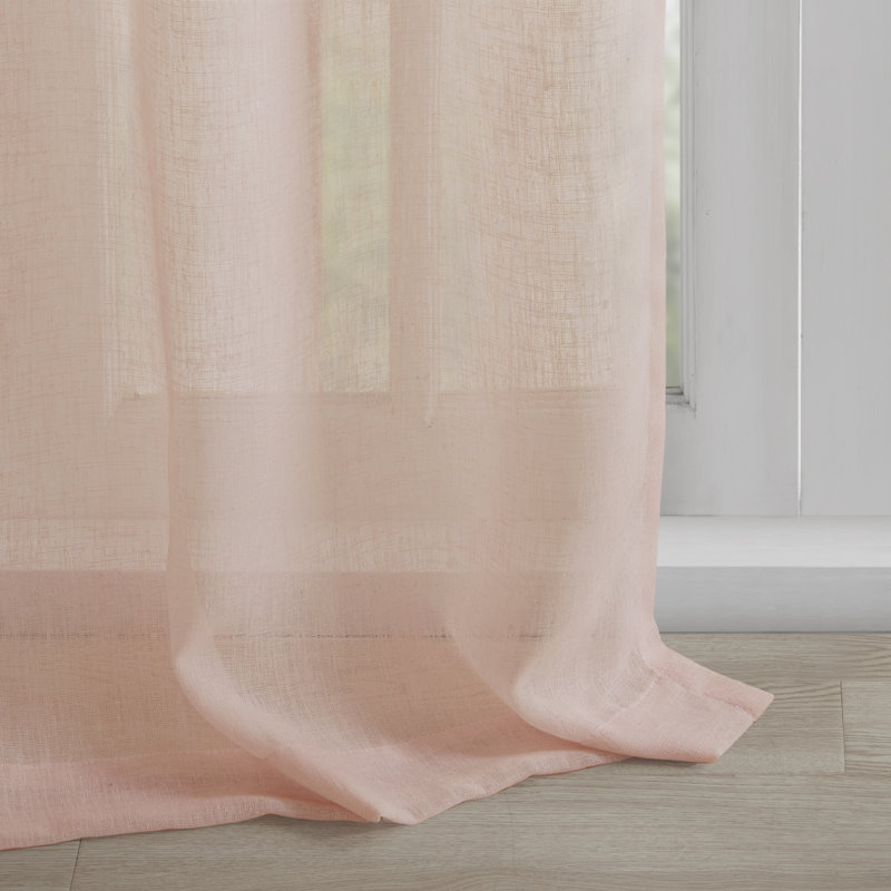 Blush Tab Top Sheer Linen-Blend Window Panel 50" x 84"