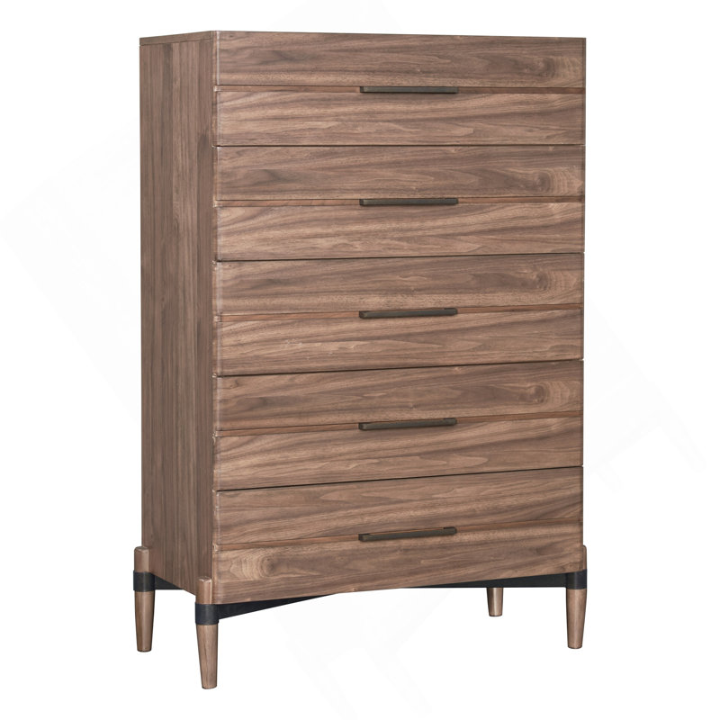 Commode à cinq tiroirs Tranquility, aucun assemblage requis, finition noyer