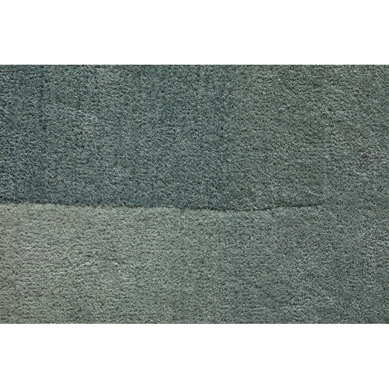 Katya Hand Knotted Wool Geometric Area Rug in Green/Beige, Square 1'6" x 1'6"