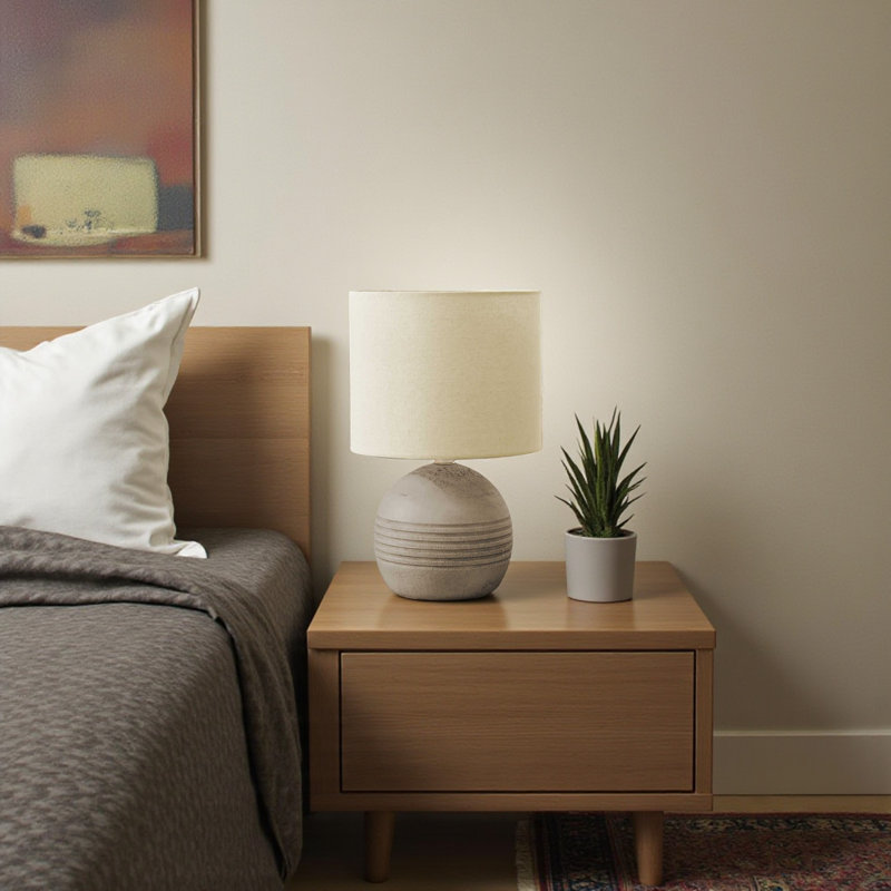 Alya Standard Table Lamp in Beige Resin and Linen, 14.81'' H X 9.31'' W X 9.31'' D