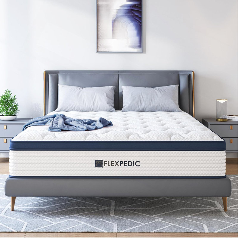 Matelas 10 po, matelas en mousse à mémoire de forme hybride avec coton d'espace pour un sommeil serré, matelas à fermeté moyenne ferme avec soutien plus fort, isolement des mouvements et soulagement de la pression