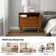 Aviannah Midcentury Modern 2 - Drawer Nightstand with Built-In Charging Station and Rubber Wood Legs and Open Shelf