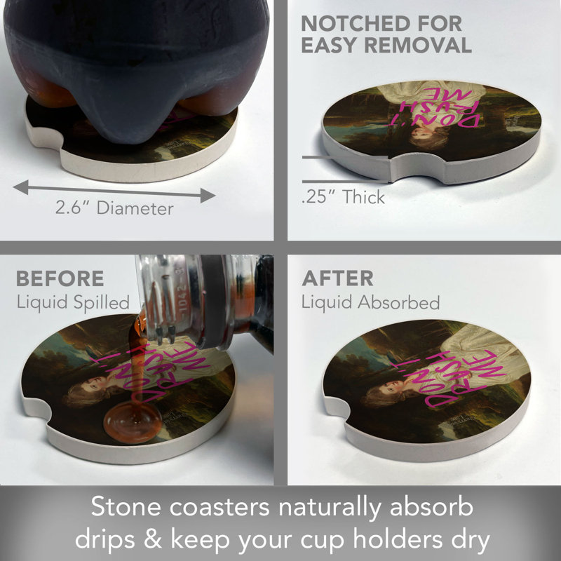 Don't Rush Me 2 Pack Absorbent Stone Car Coasters