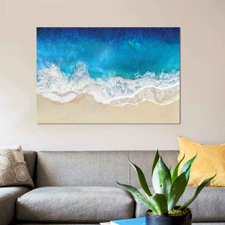 'Aqua Ocean Waves From Above' by Maggie Olsen Graphic Art Print on Wrapped Canvas