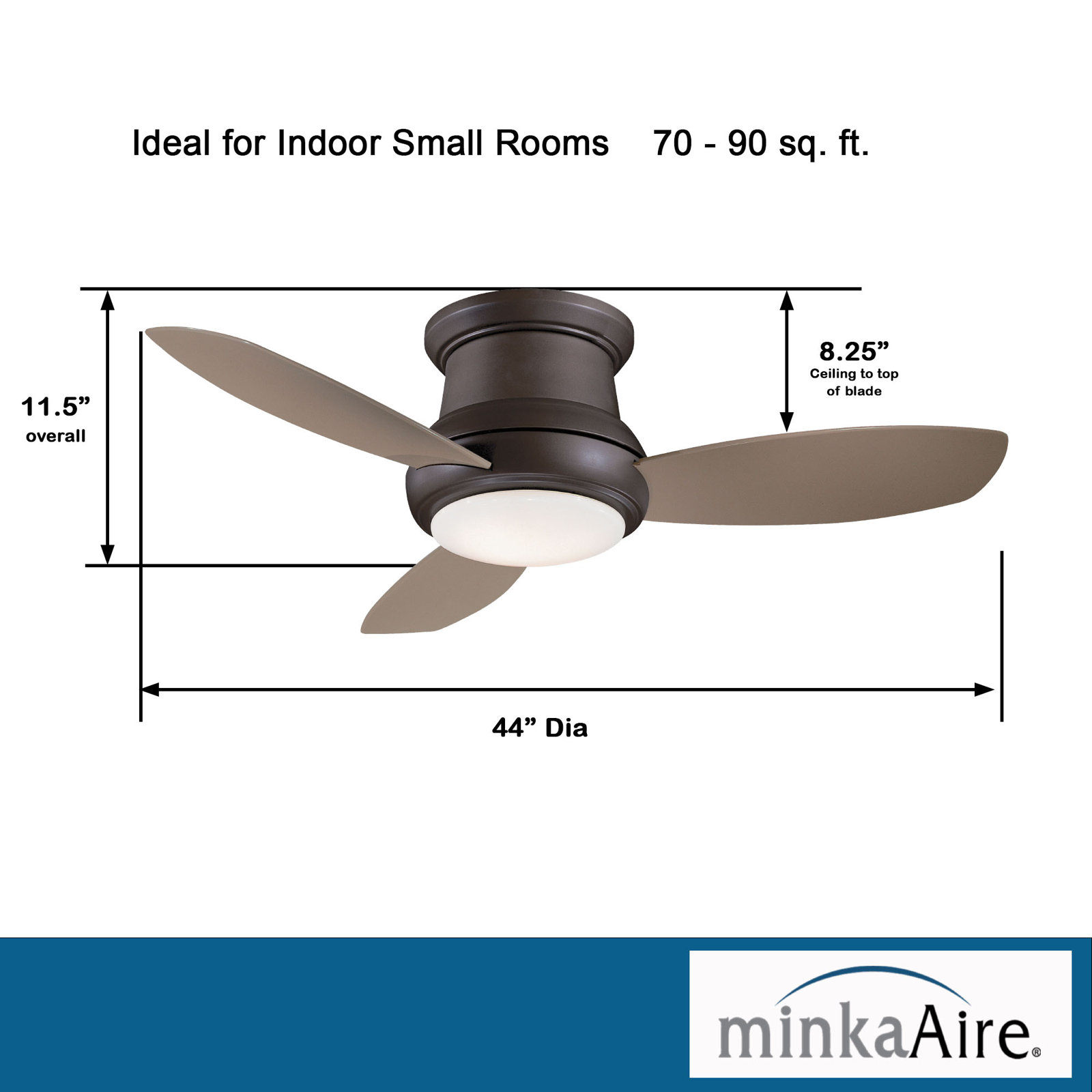 44" Concept II 3 - Blade LED Propeller Ceiling Fan with Remote Control and Light Kit Included, LED