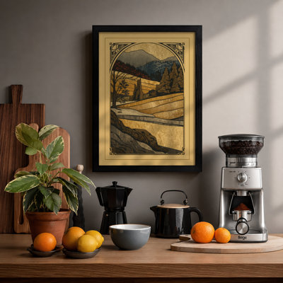 Valley in Gold Vintage - Framed Print