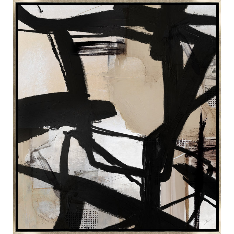 Stract, No Mat, 54.5" H x 48.5" W, Gilded Gold Floater Framed Canvas