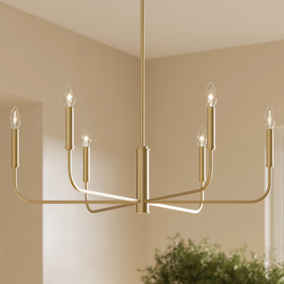 Reines 6-Light Brushed Gold Large Chandelier