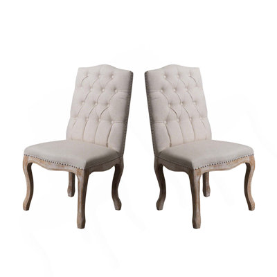 Contemporaty Tufted High Back Dining Chair with Nailhead Decoration(Set of 2)