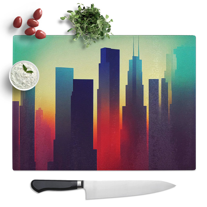 Royal Skyscraper Skyline  Glass Chopping Board