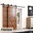 Black Rustic Straight Design Single Track Bypass Two Door Hardware Kit (Door Not Included)-34297663