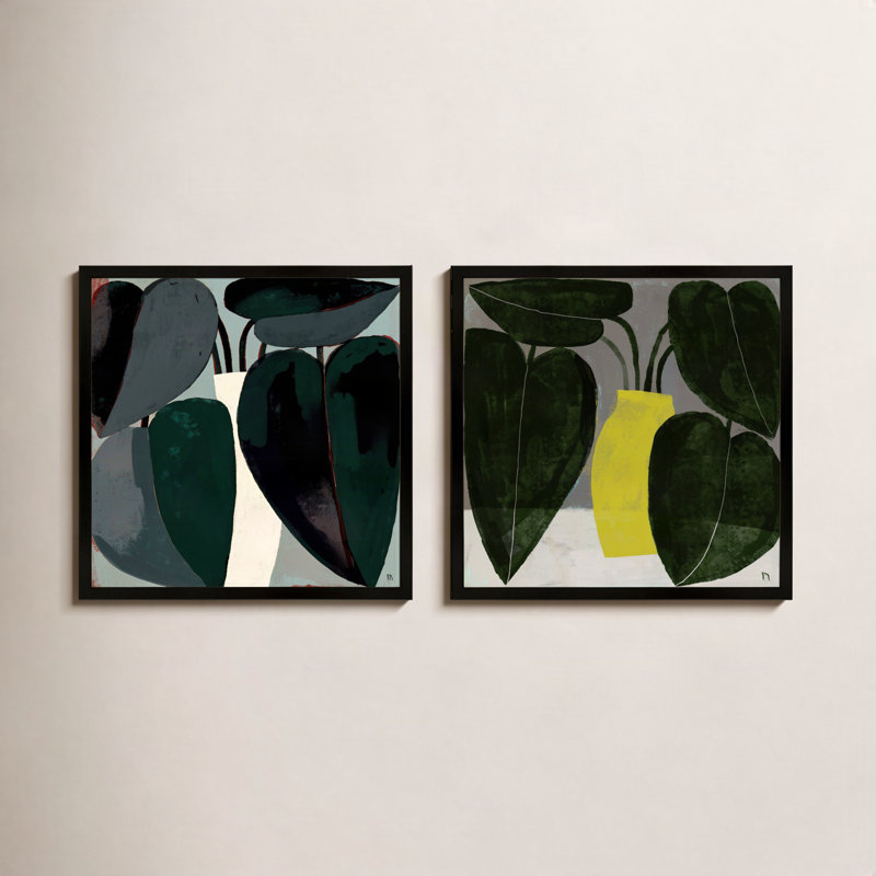 Plant Set Of 2 Painting by Studiom, Black, 16" H x 16" W