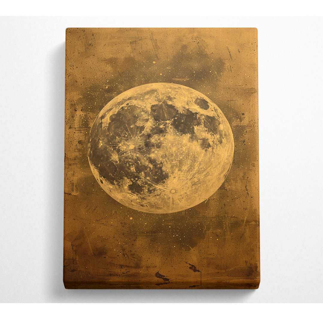 Gold Distressed Moon - Kunstdrucke auf Leinwand ohne Rahmen