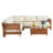 Table basse d'extérieur en L en bois massif de 102 po avec coussins crème Pomona
