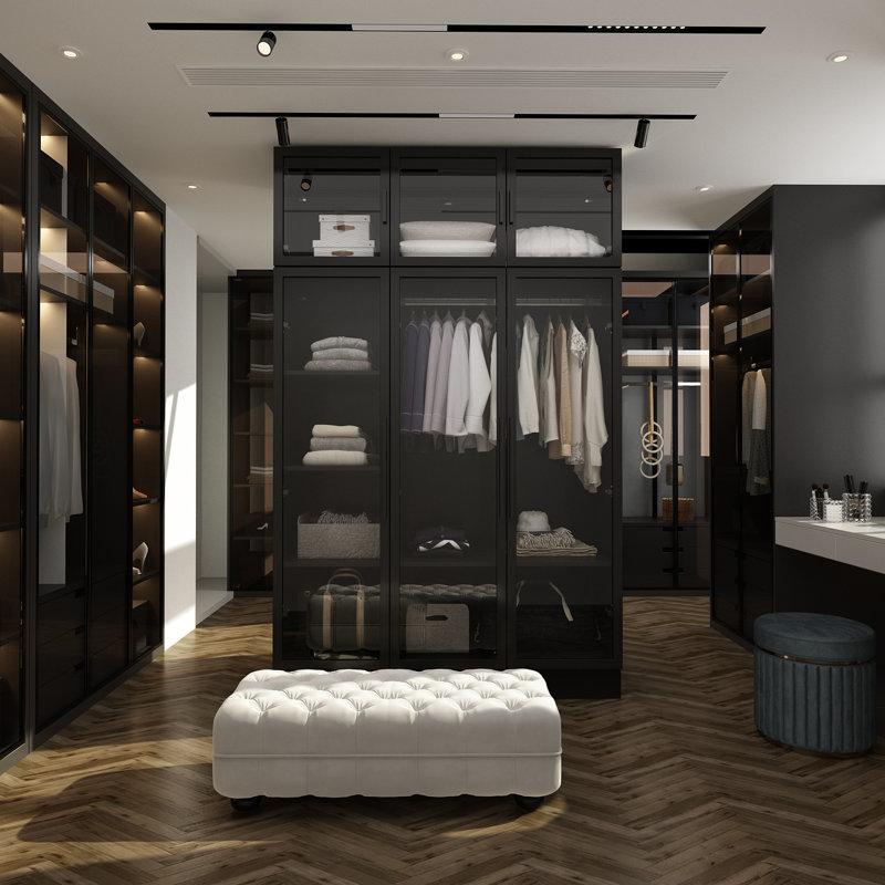 6 Doors Armoire Wardrobe, Black