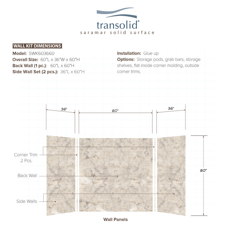 Sand Creme Subway Tile 36 x 60-in Bath Wall Kit