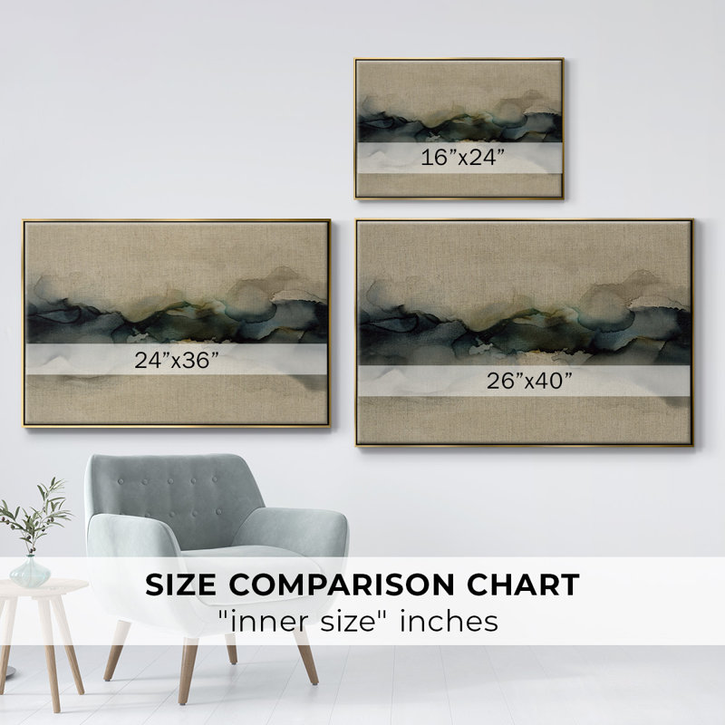 " Ocean Streams ", Gold Floater Framed Canvas, 17" H x 25" W x 2" D