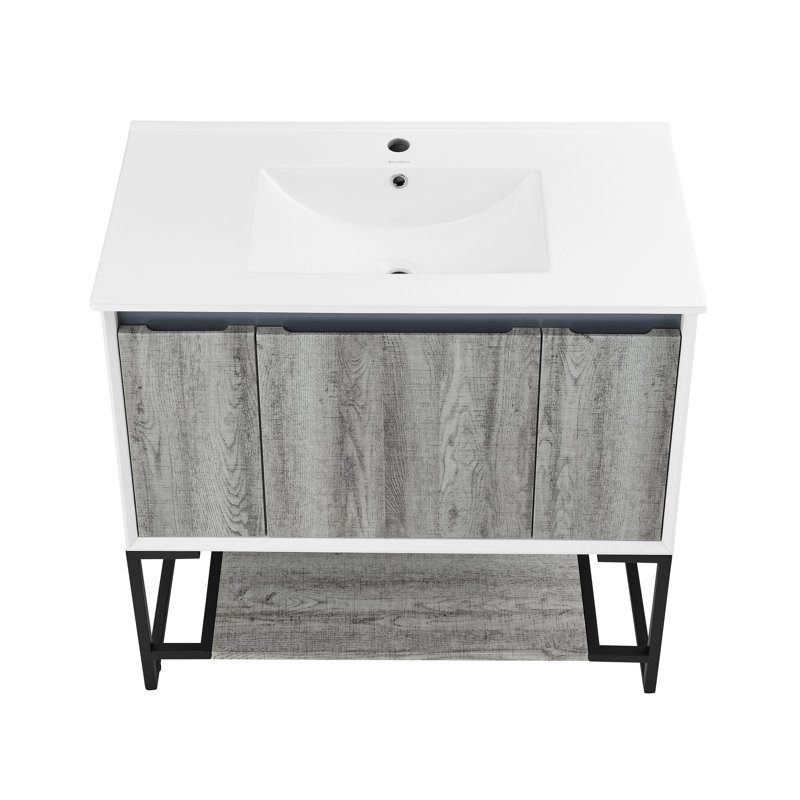 Ensemble de meuble-lavabo à une tablette et à deux tiroirs Marseille