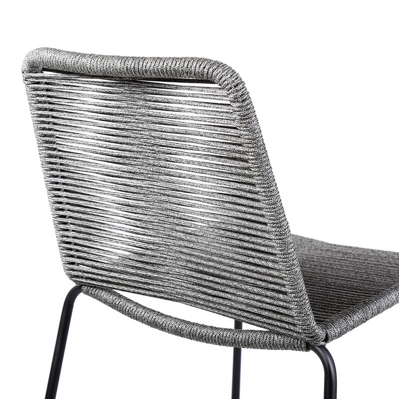 Blomquist Outdoor Counter or Bar Height Stackable Stool in Metal and Rope, 27", Gray