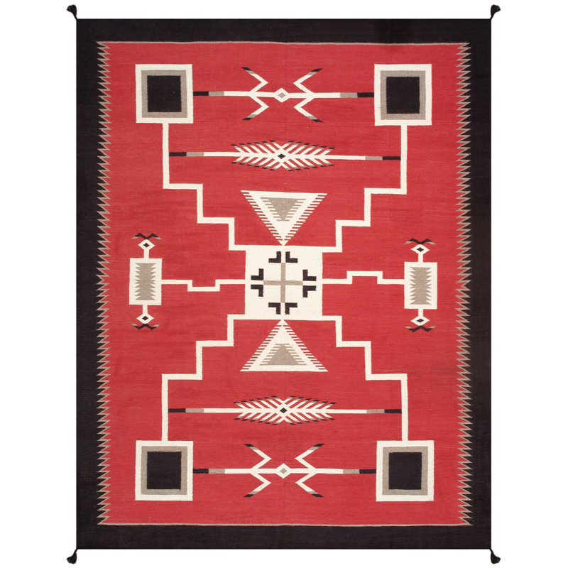 Canvello Reversible Wool Red Area Rug- 9' X 11'10''