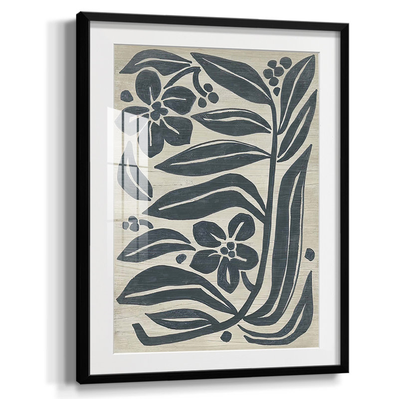 «Island Folk Flowers I», reproduction encadrée, Papier avec cadre noir, Oui