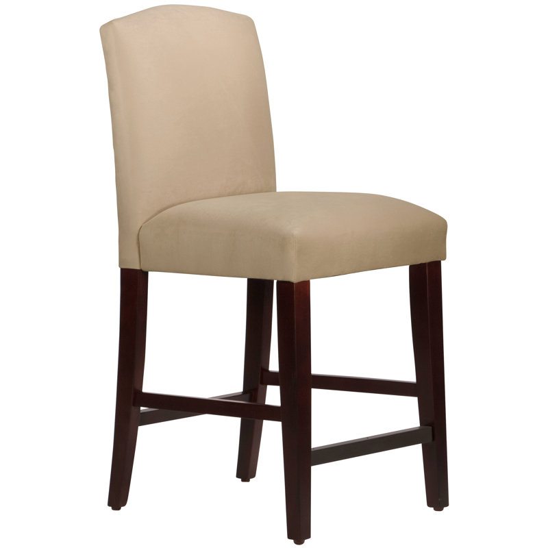 April Counter and Bar Stool, Counter Stool (26" Seat Height), Classic Pearl Performance Velvet, Espresso