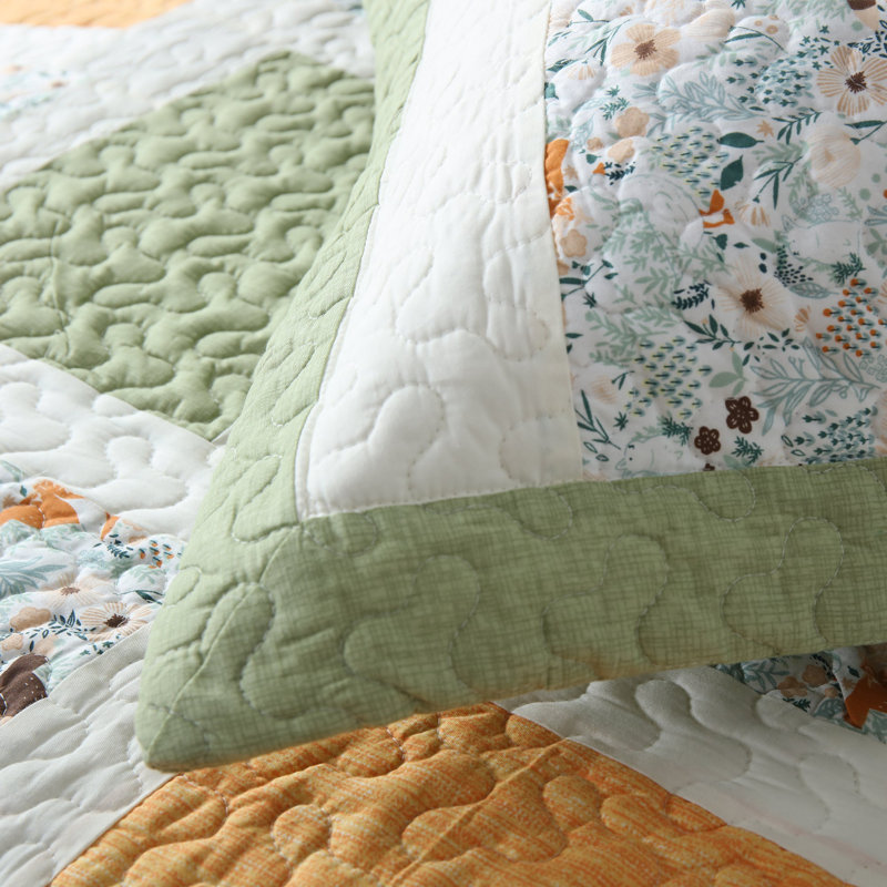 PW103 Cotton Patchwork Quilt, King Quilt + 2 King Shams
