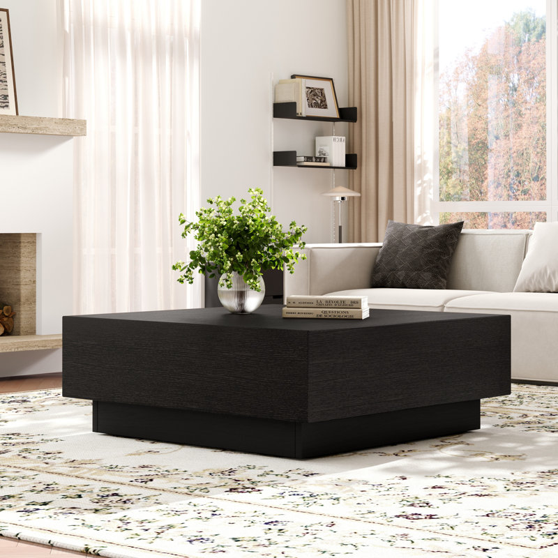 Cristyle 39.37'' Wood Coffee Table Square Coffee Table Modern Coffee Table With 2 Storage Drawers