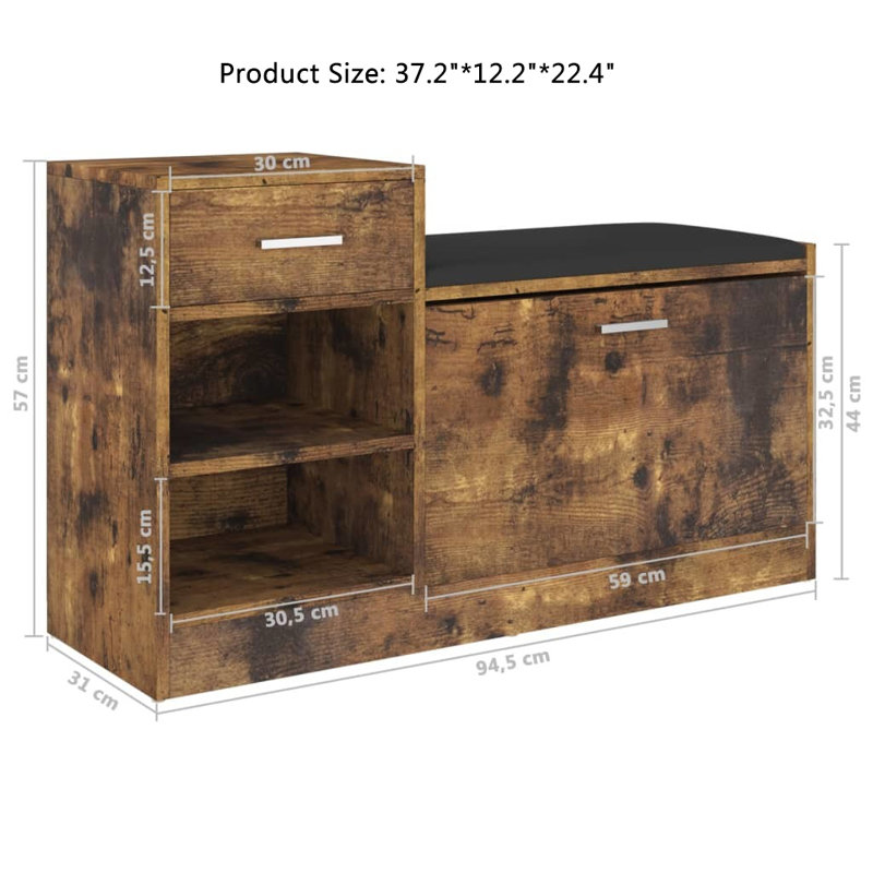 7 Pair Shoe Storage Cabinet, Smoked Oak