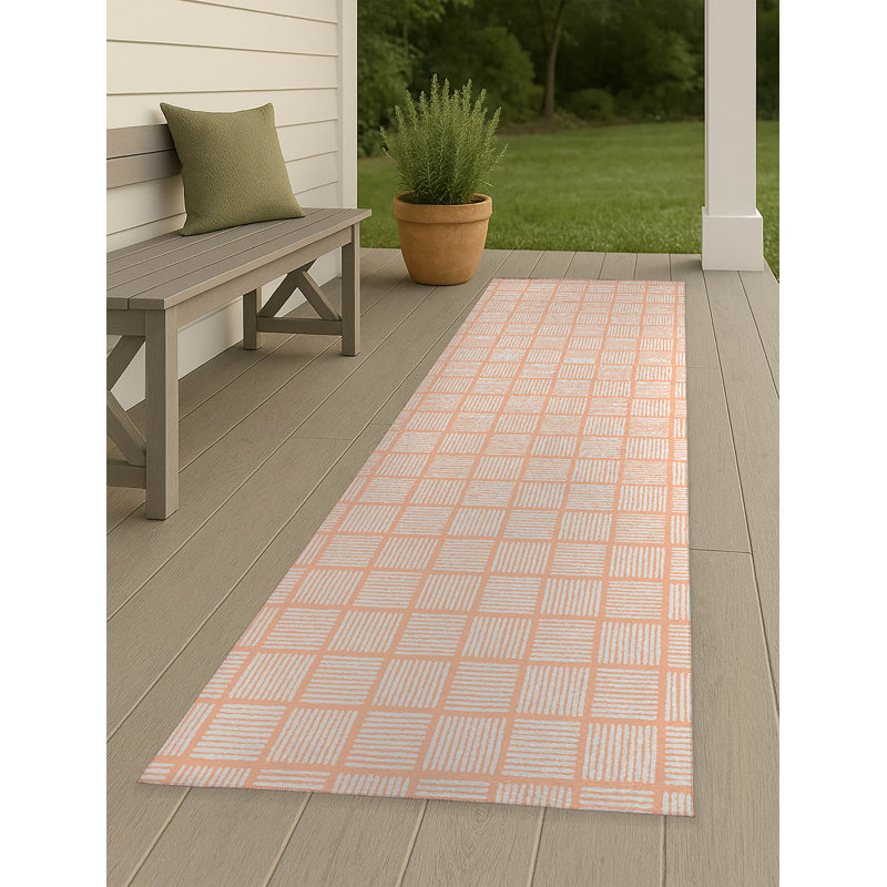 Tapis d'extérieur antidérapant Tally Blocks, Tapis de couloir 2 pi 6 po x 8 pi