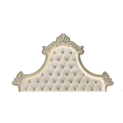 Lit EK en velours beige avec DEL