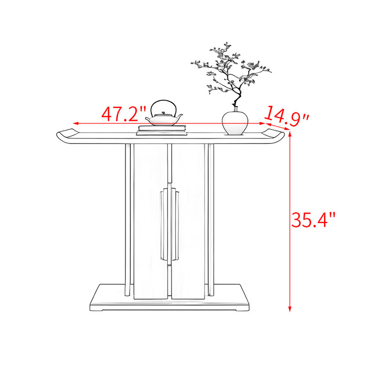 Nouvelle table de véranda en bois de style chinois, H 35,4 po x l 47,2 po x P 14,9 po