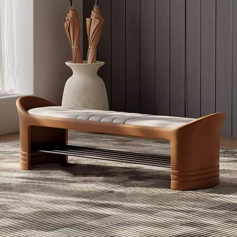 47.2'' Shoe Storage Bench, Beige/Orange